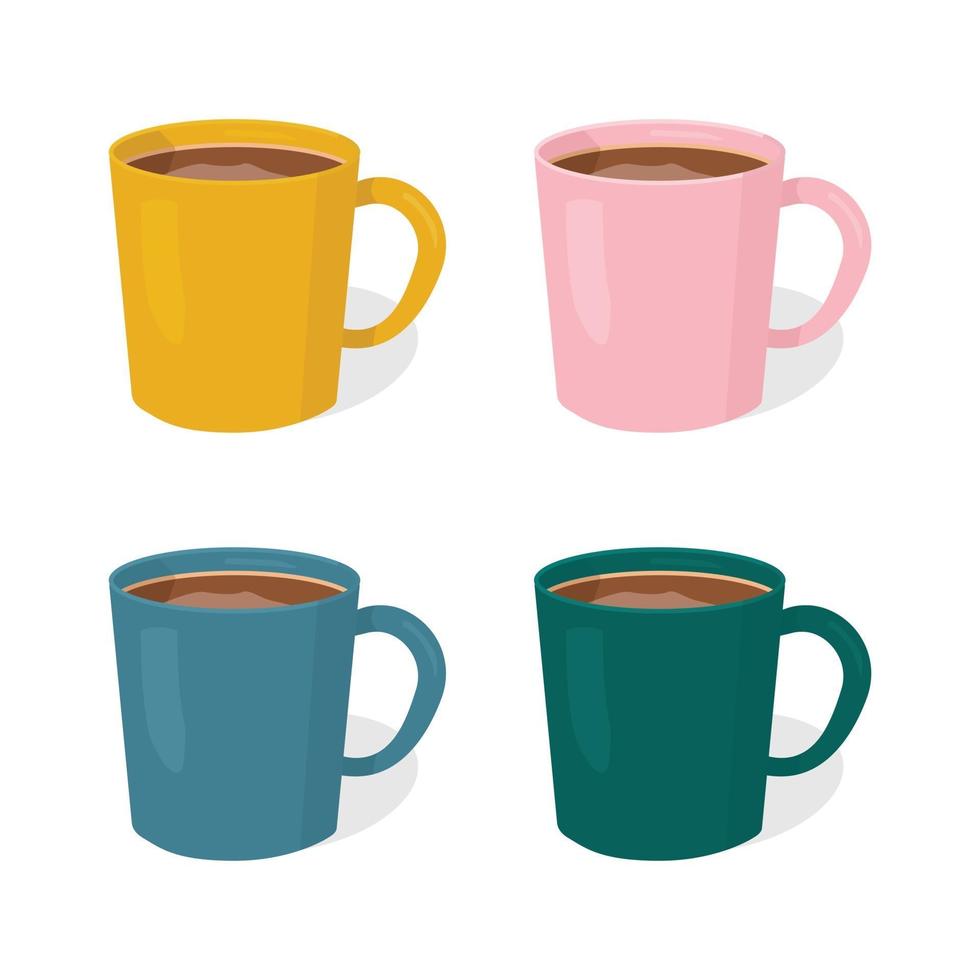 set of coffee cups flat vector