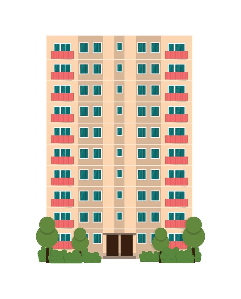 ilustración plana de la casa del edificio de la ciudad vector