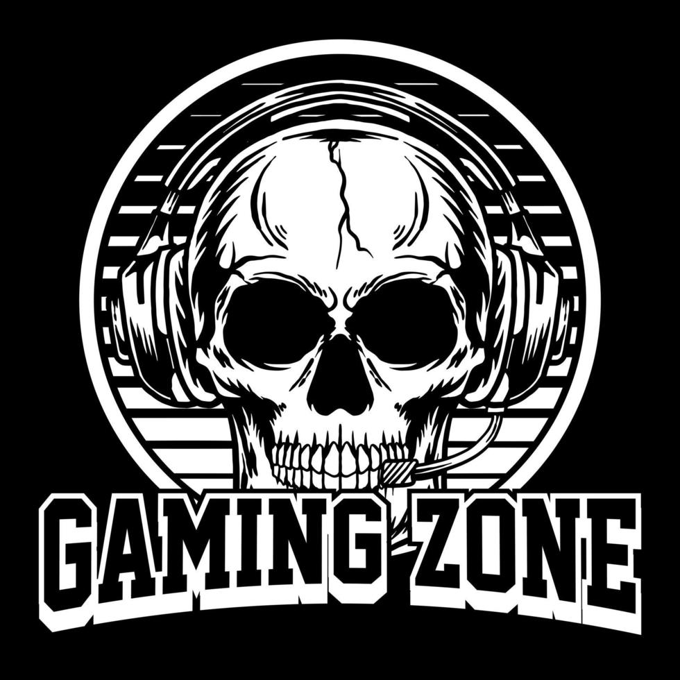 Skull Logo Gaming with Headphones vector illustration