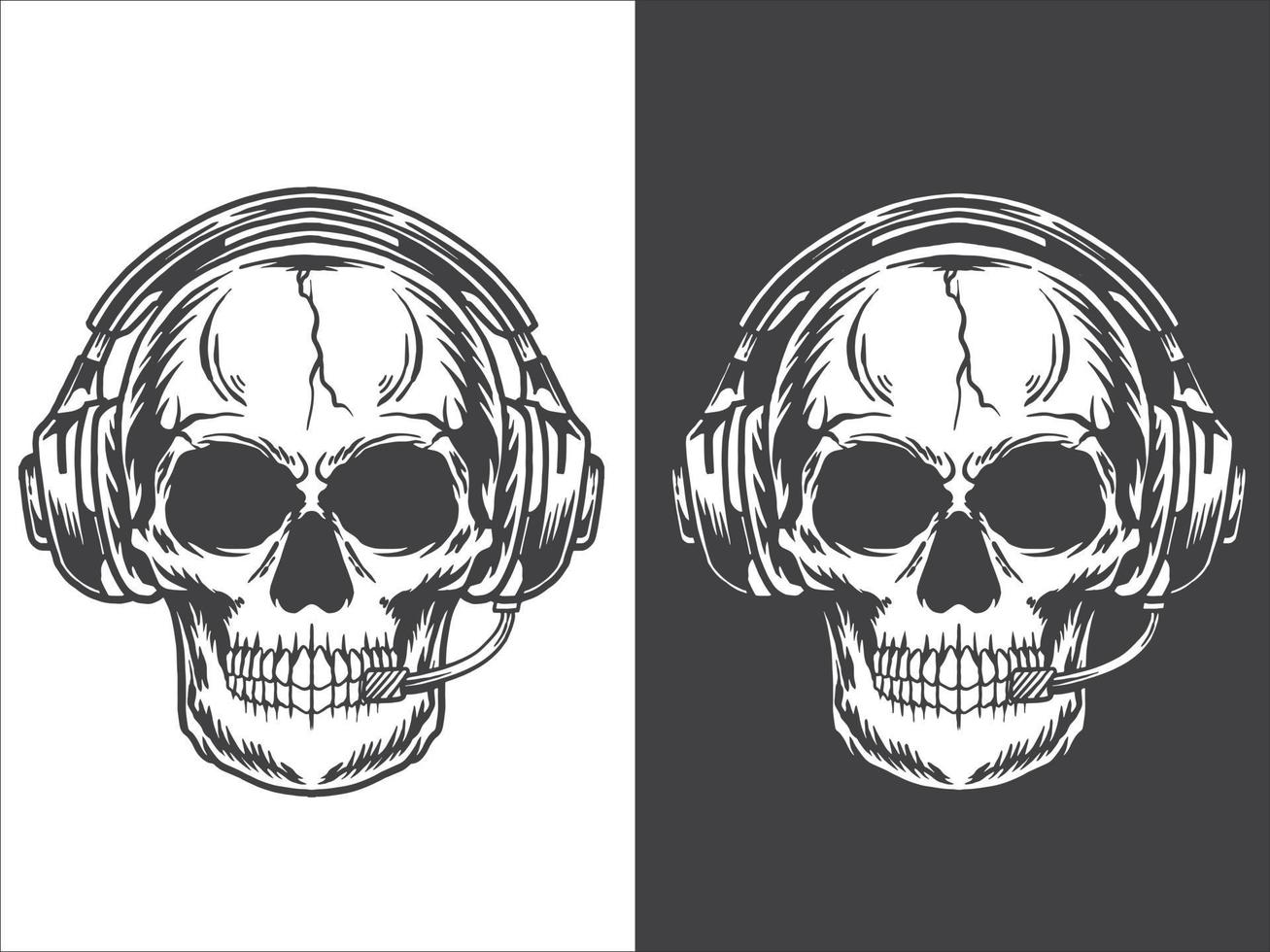 Skull wearing headphones vector