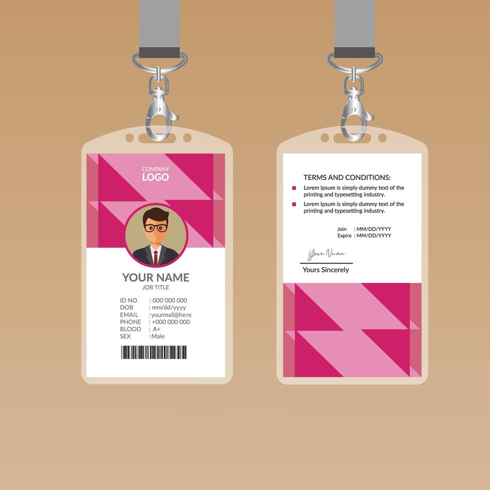 plantilla de diseño de tarjeta de identificación elegante rosa vector