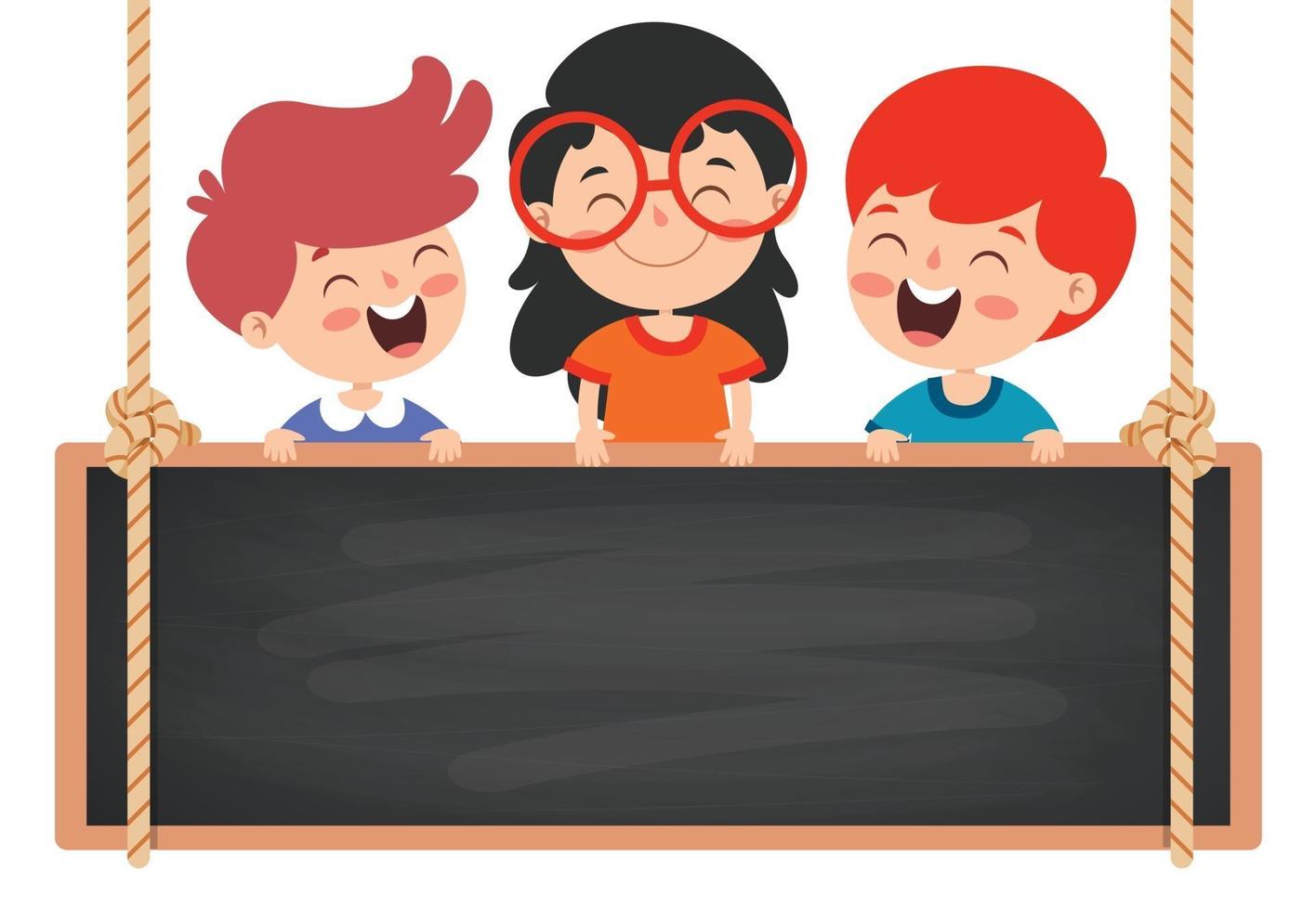 Funny Children With Empty Blackboard vector