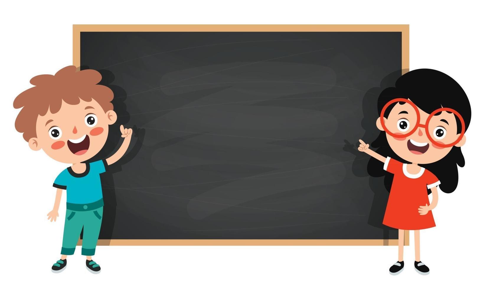 Funny Children With Empty Blackboard vector