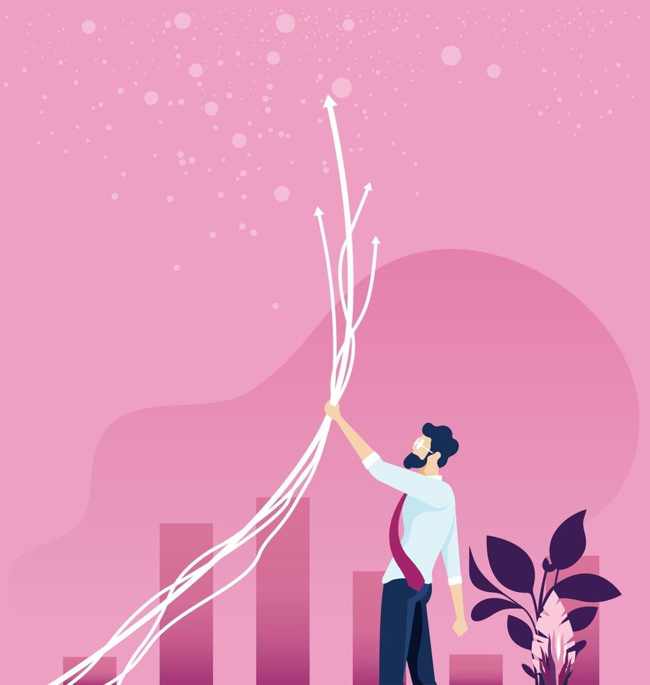 Businessman makes income grow concept vector