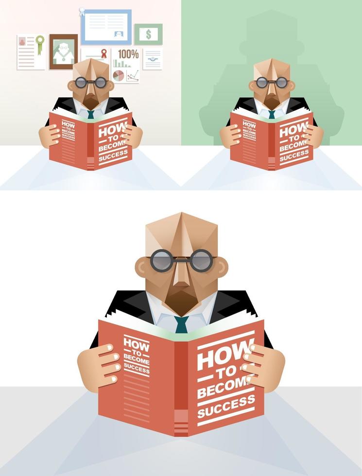 Businessman reading a book concept vector