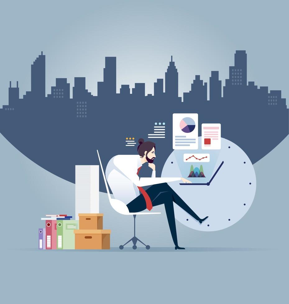 Businessman hard work, vector illustration