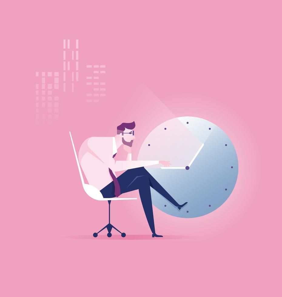 Businessman hard work, vector illustration