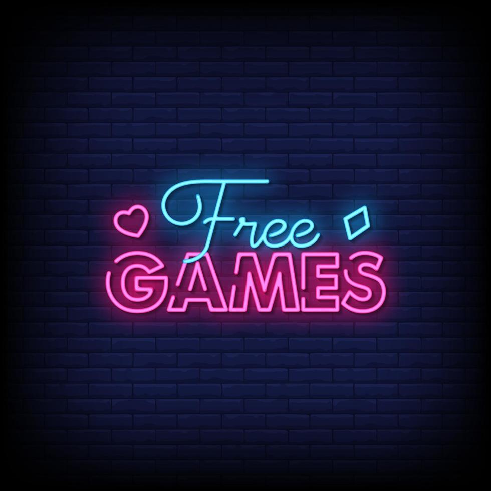 Free Games Neon Signs Style Text Vector