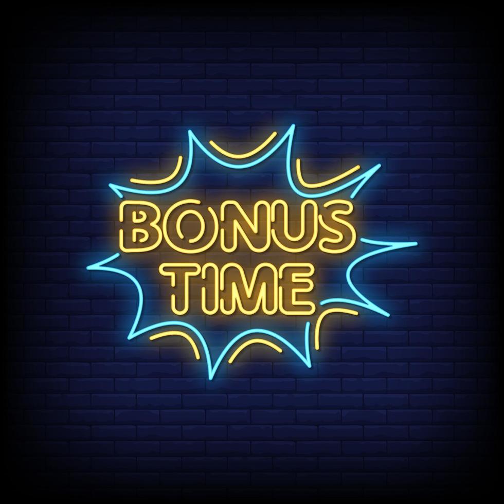 Bonus Time Neon Signs Style Text Vector