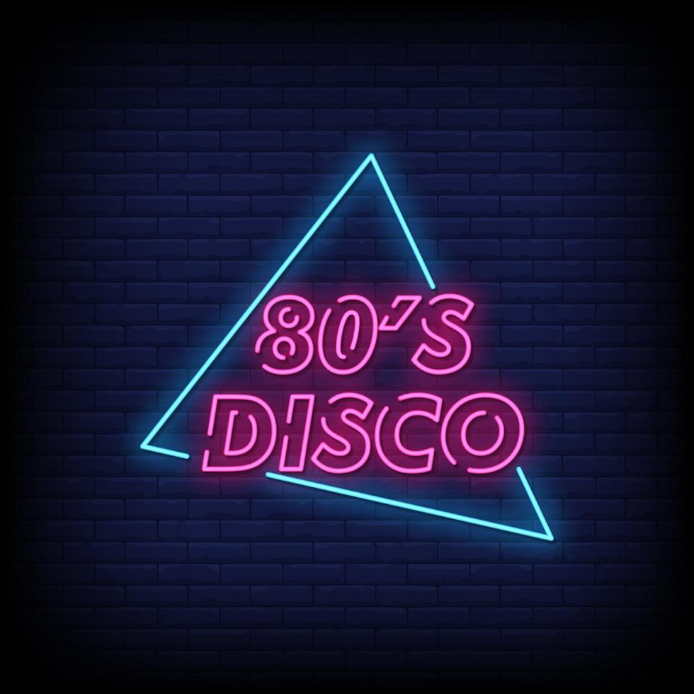 Vector de texto de estilo de letreros de neón de discoteca de los 80