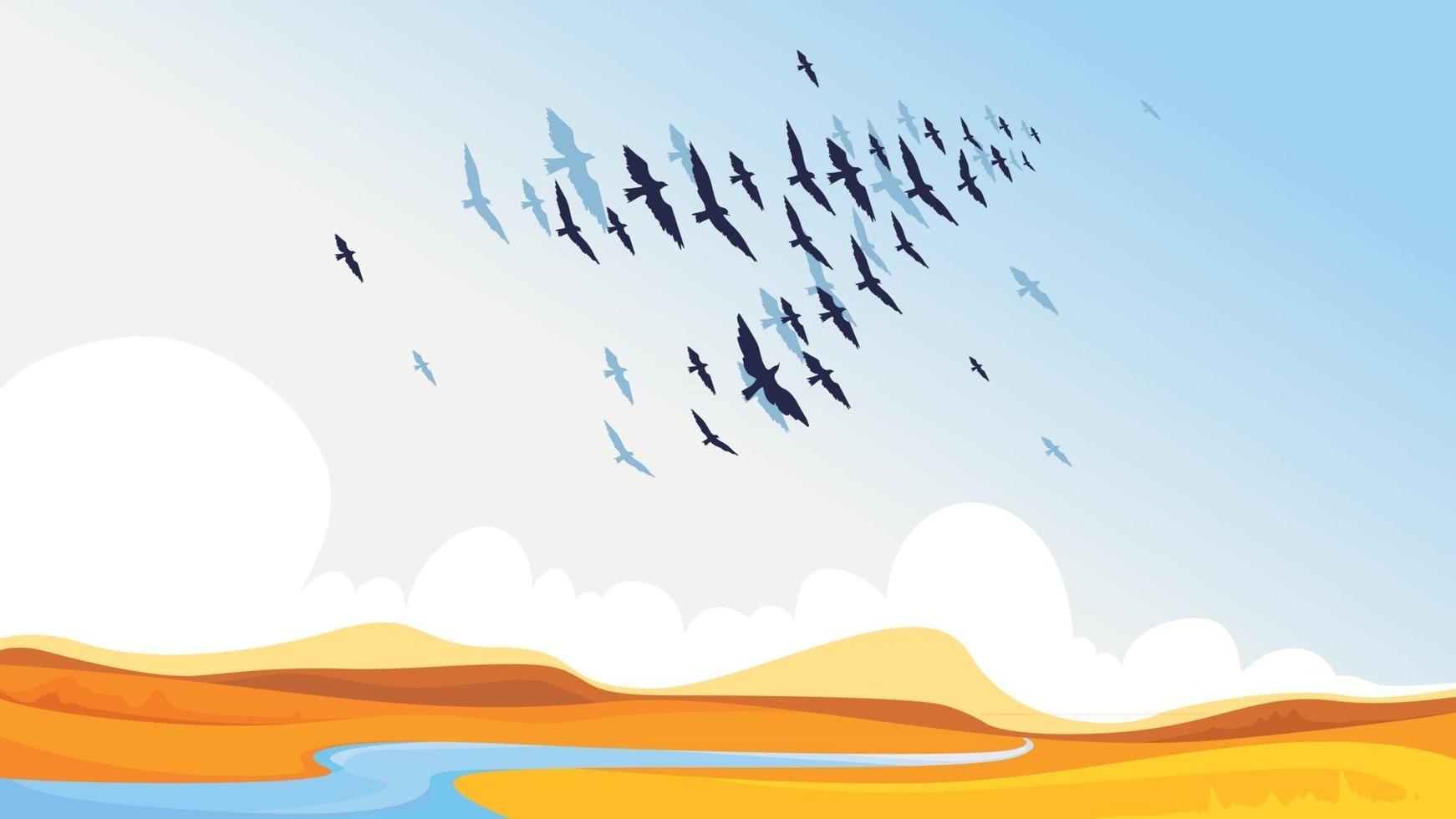 Migratory birds in the sky vector