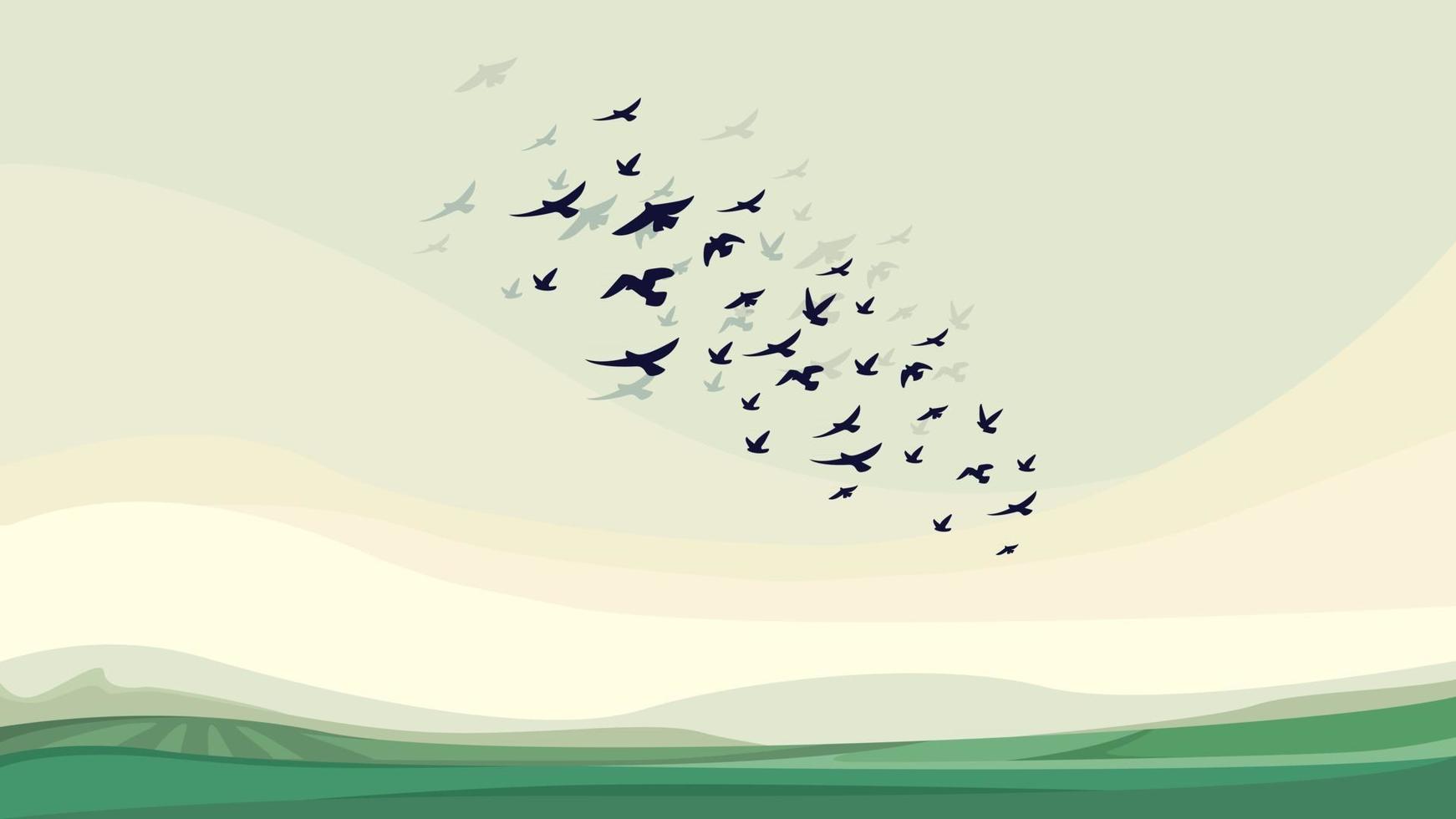Flock of flying birds vector