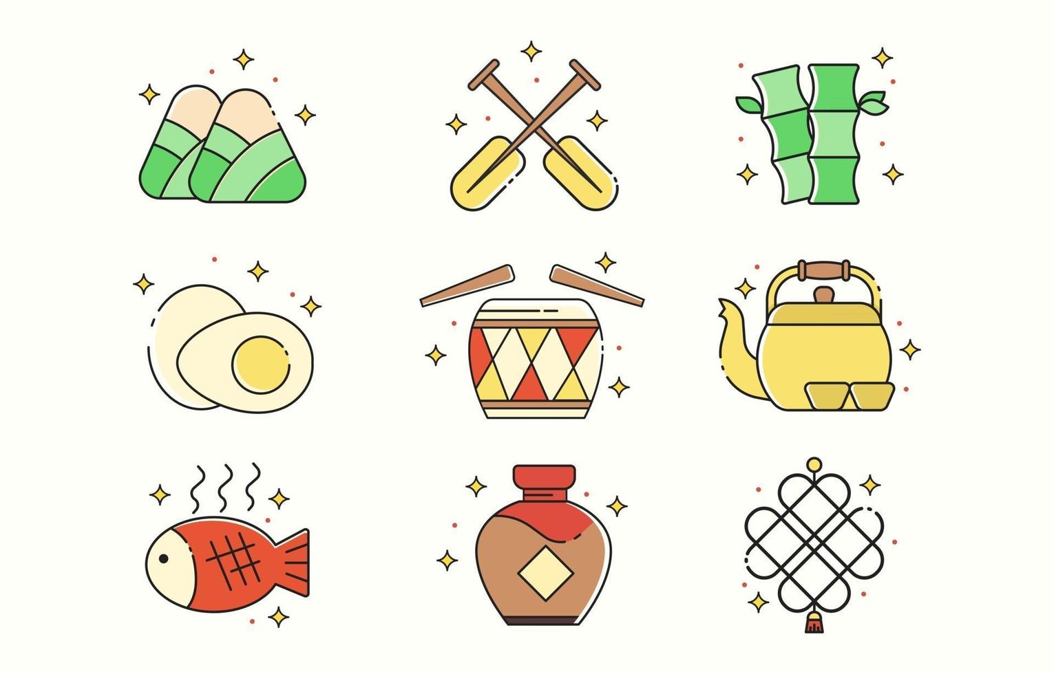 Set of Dragon Boat Festival Icon vector