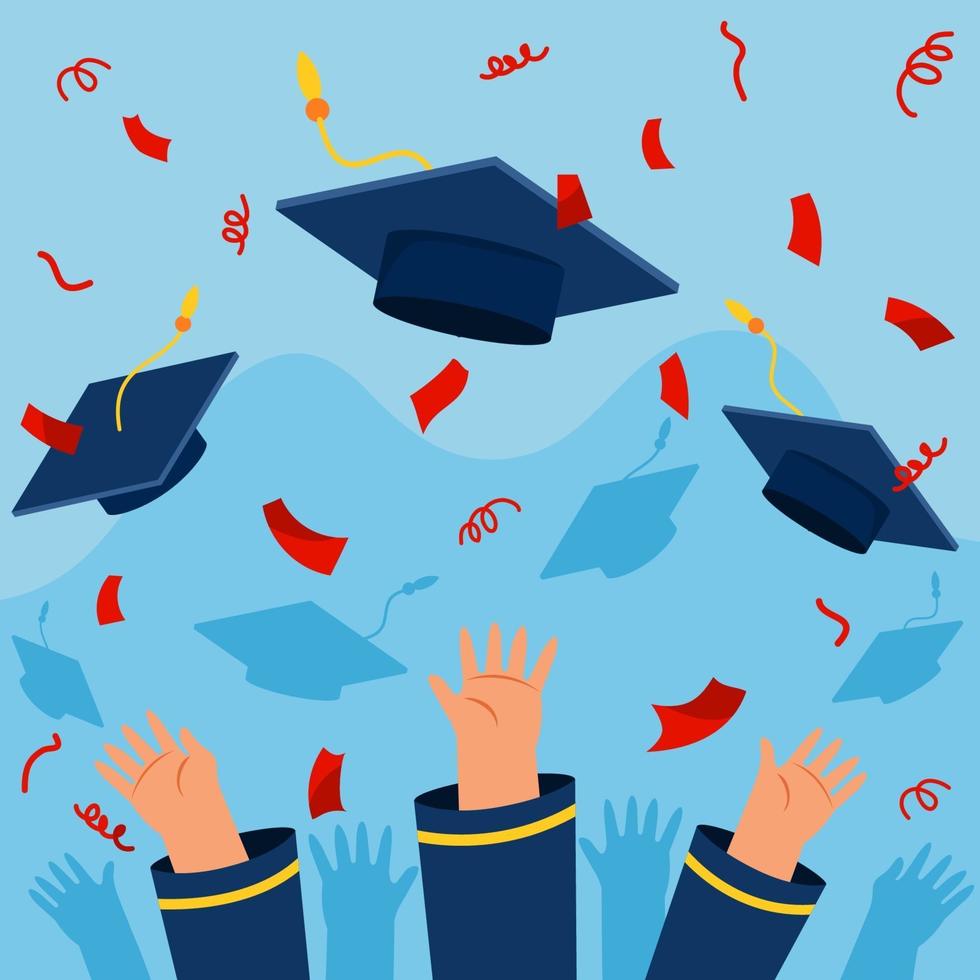 Students Throw Graduation Caps vector