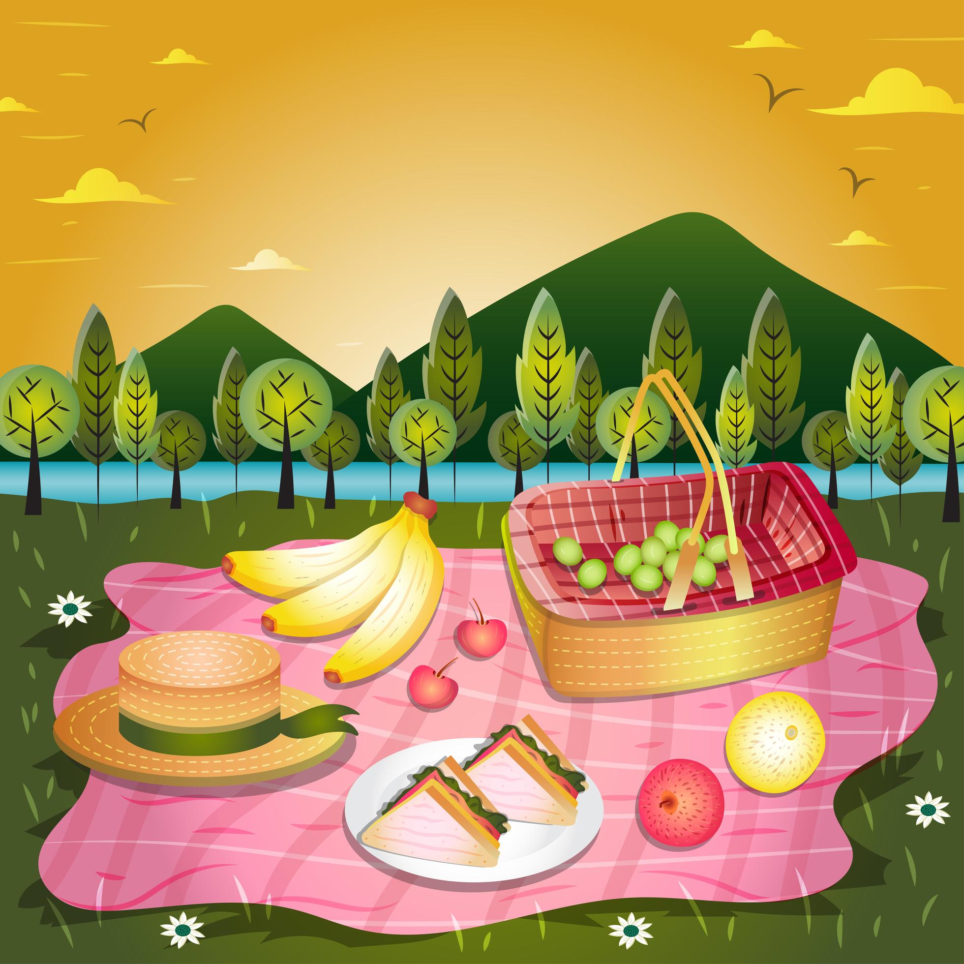 Picnic in the Park Background Concept 2408363 Vector Art at Vecteezy