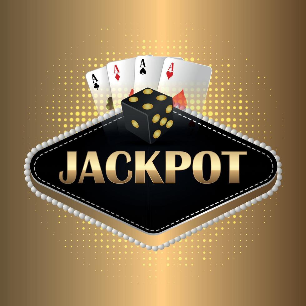 Jackpot casino gambling game with creative vector illustration of playing cards