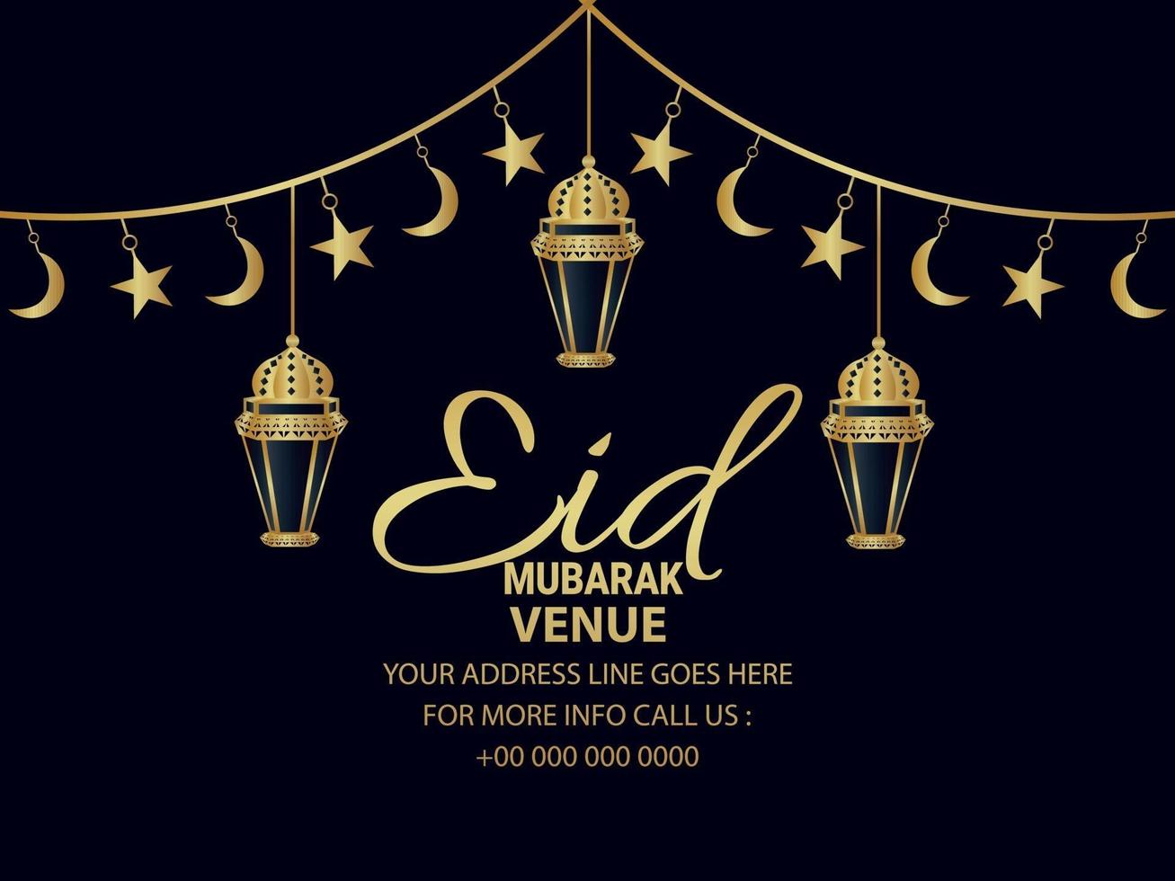 Eid mubarak invitation greeting card vector