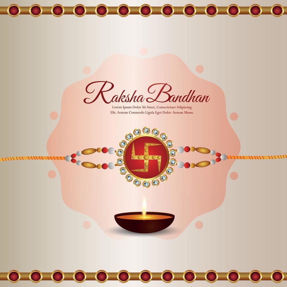 Indian festival happy raksha bandhan background with crystal rakhi vector