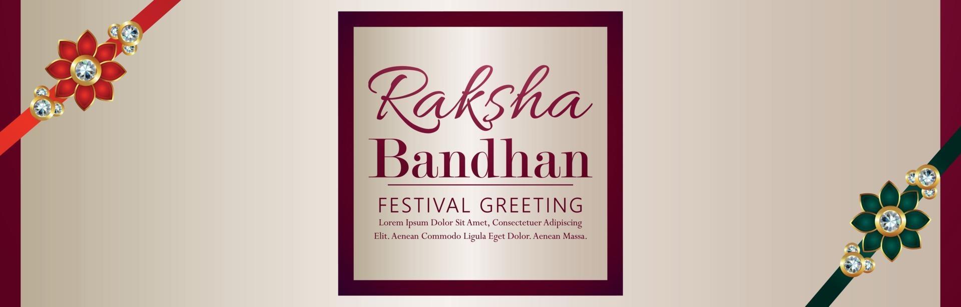 Happy raksha bandhan indian festival banner or header with realistic rakhi vector