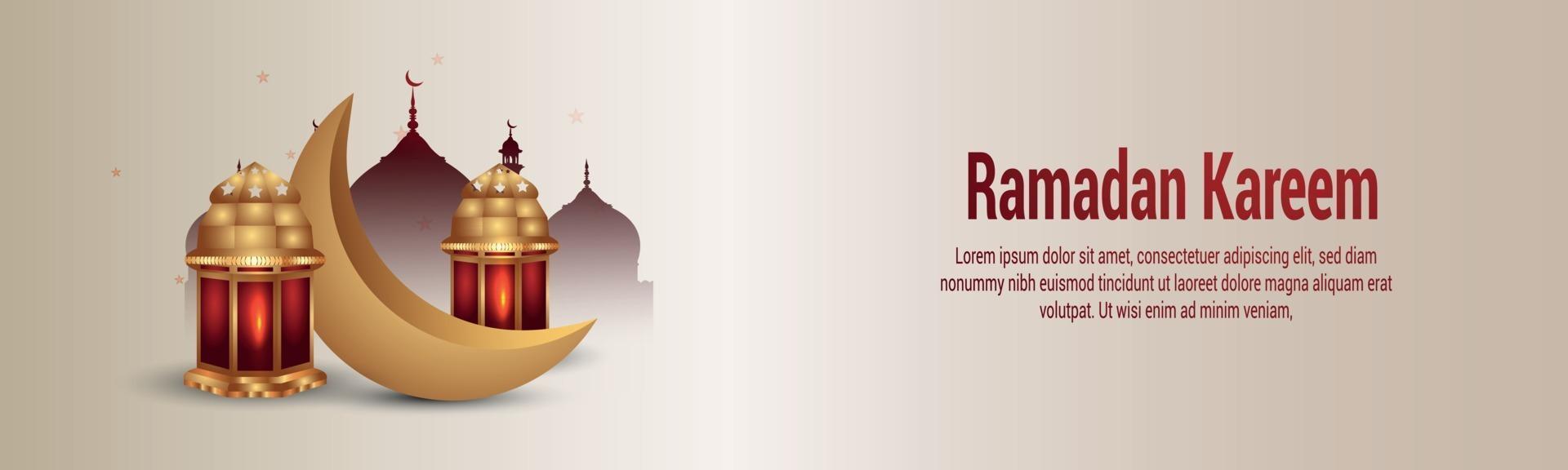 Arabic islamic lantern of ramadan kareem banner or header vector