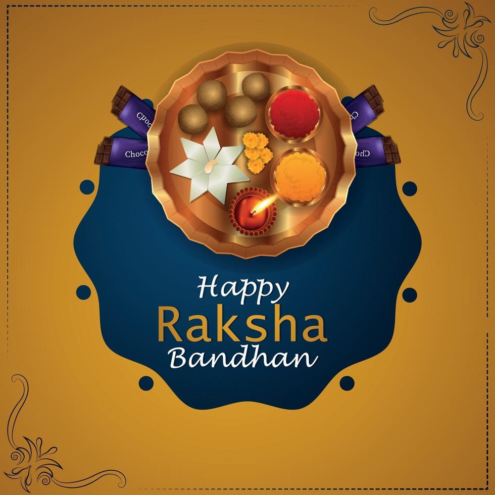 Indian festival happy rakhi celebration greeting card with pooja ...