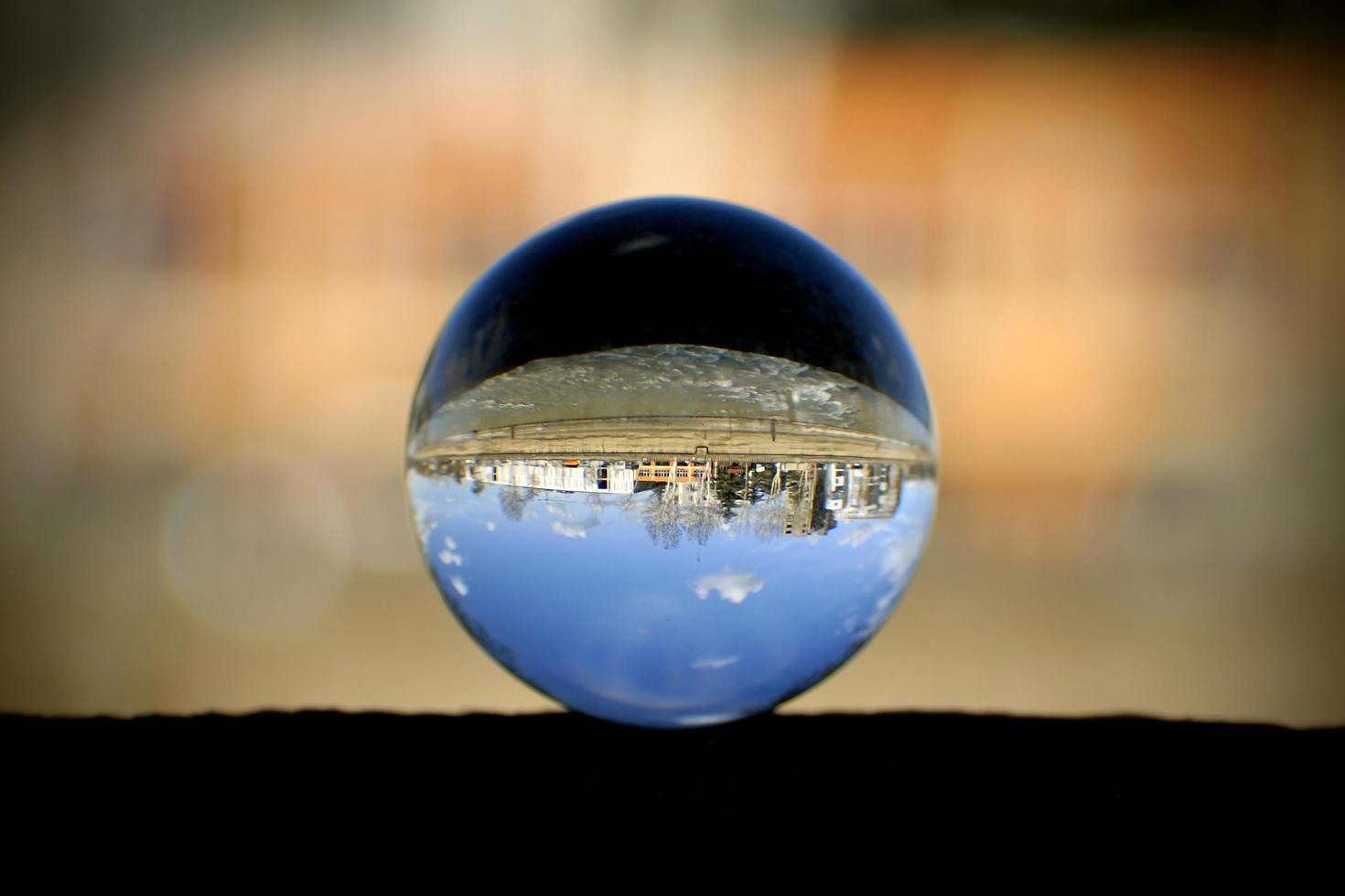 Street view through the lens ball photo