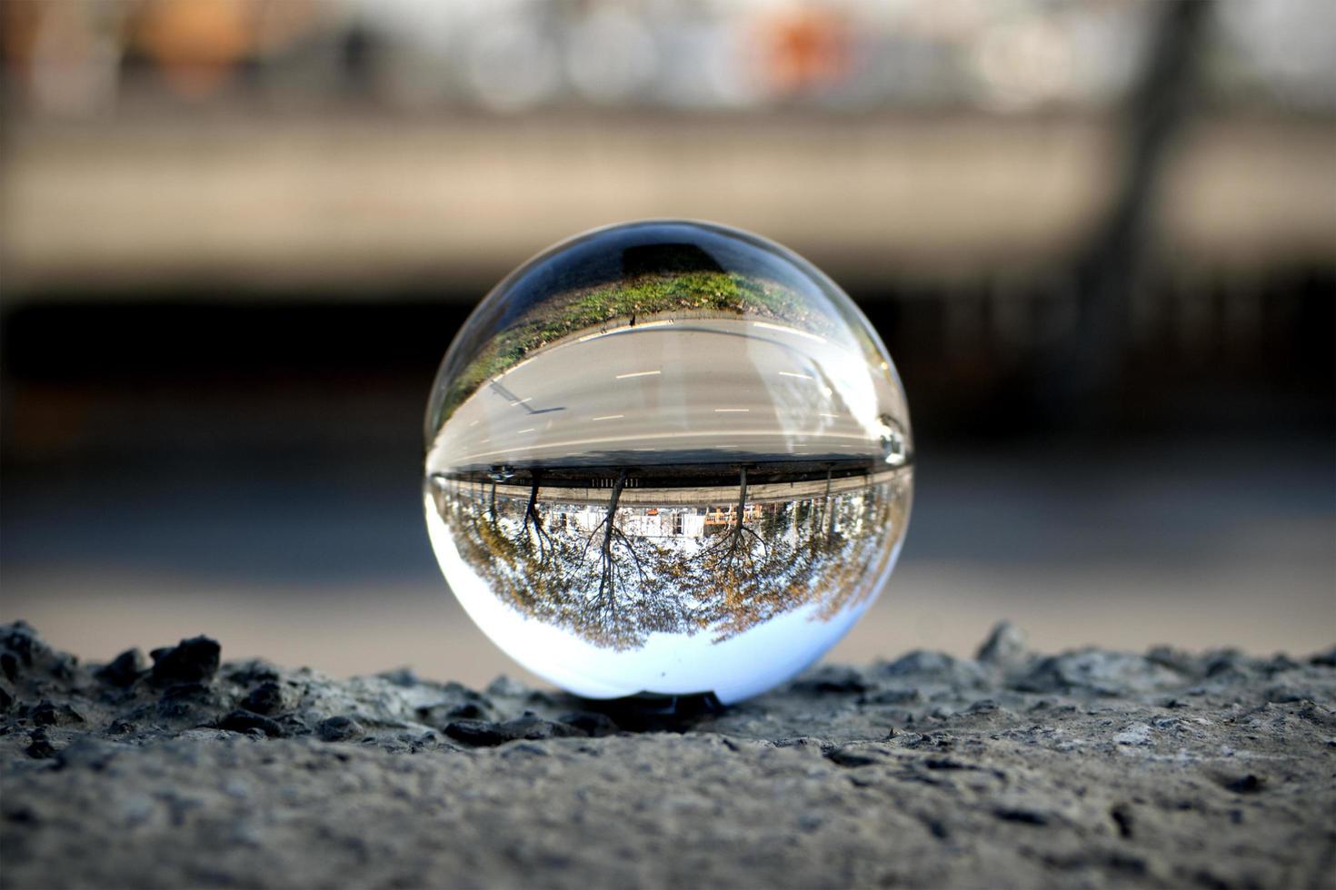 Street view through the lens ball photo