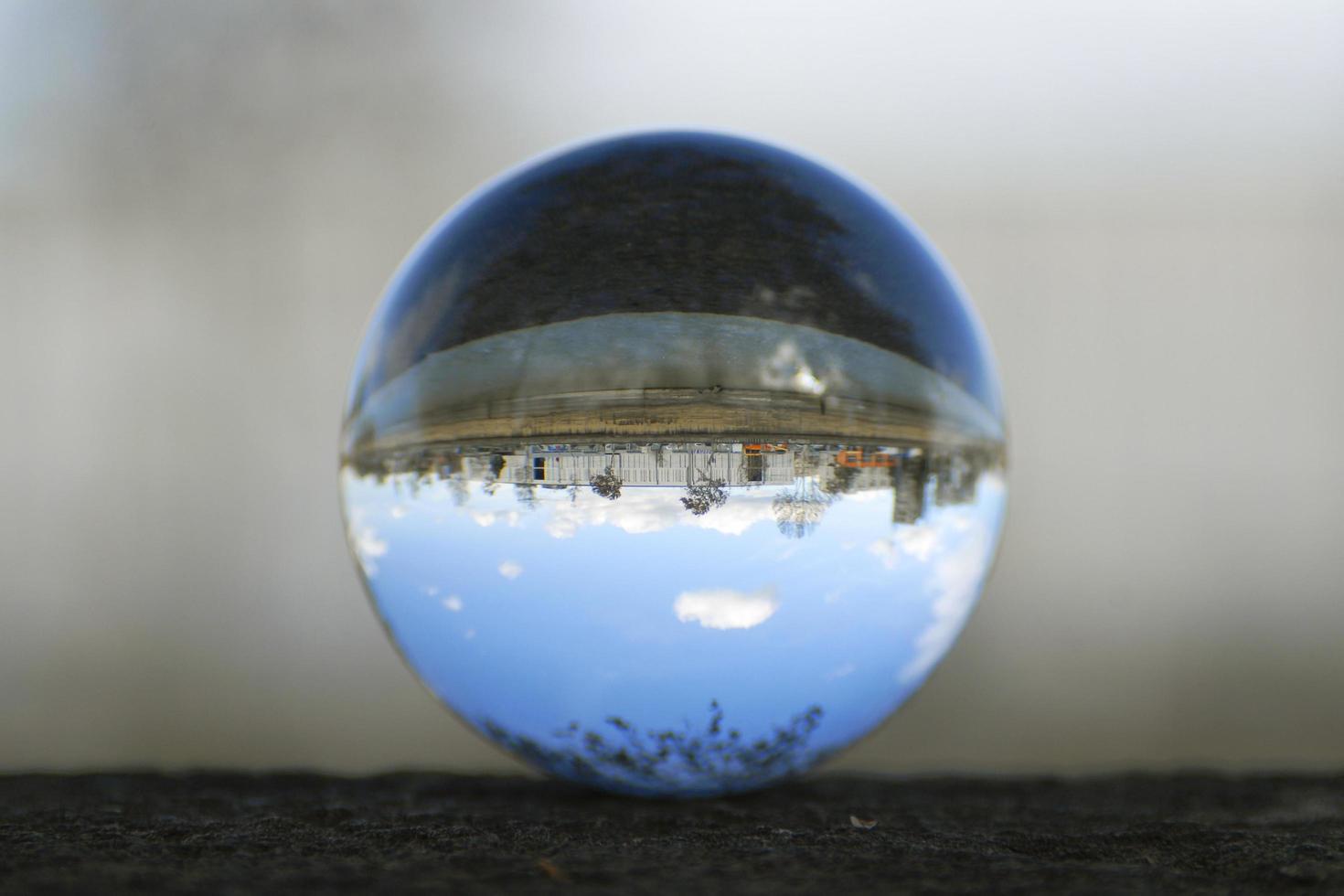 Street view through the lens ball photo