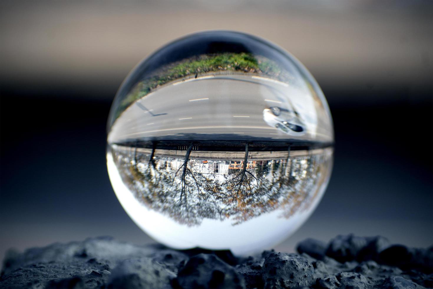 Street view through the lens ball photo