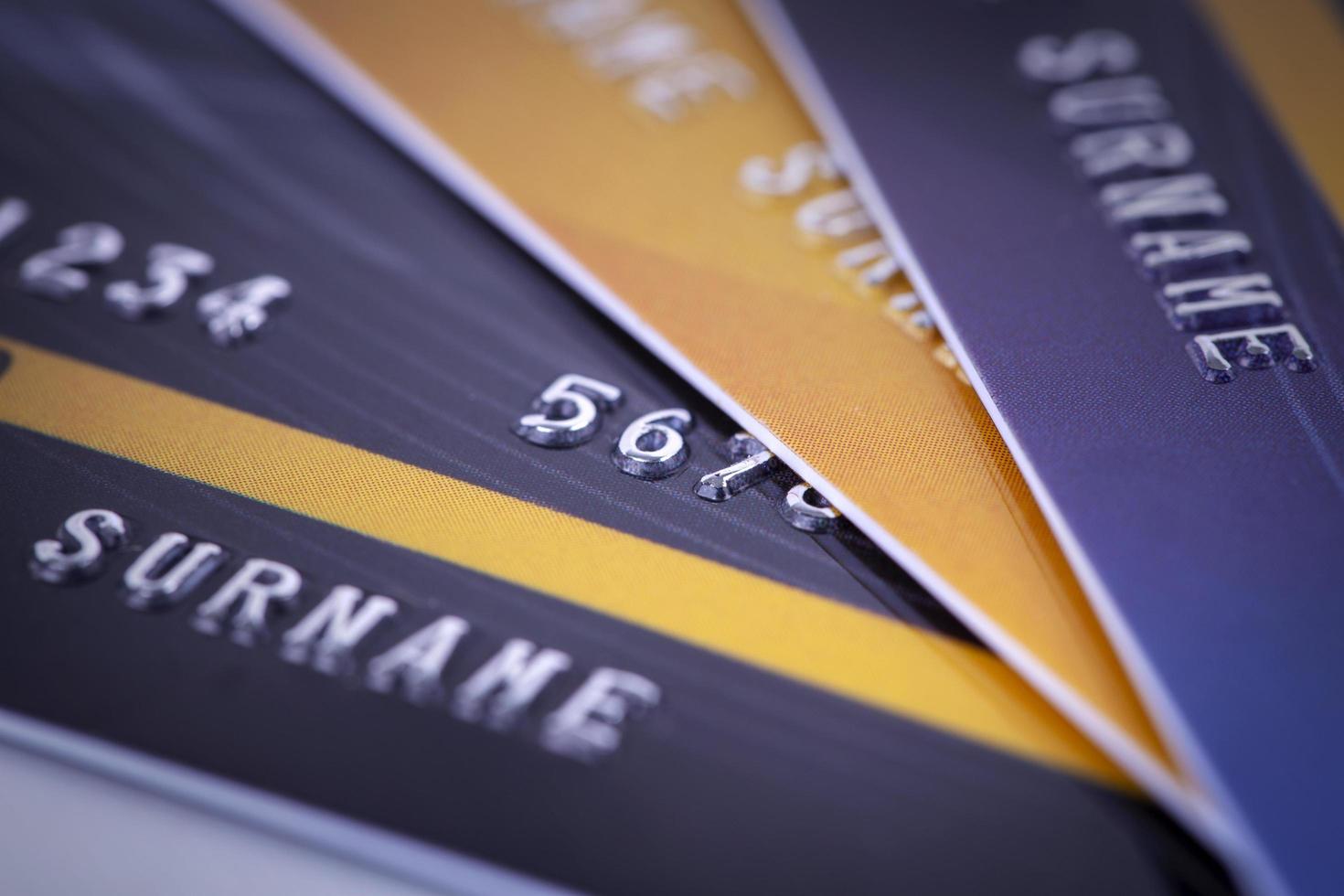 Stack of Credit card close up shot  business digital payment concept photo