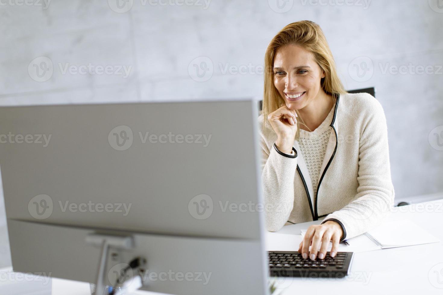 Close-up of a businesswoman at a computer photo