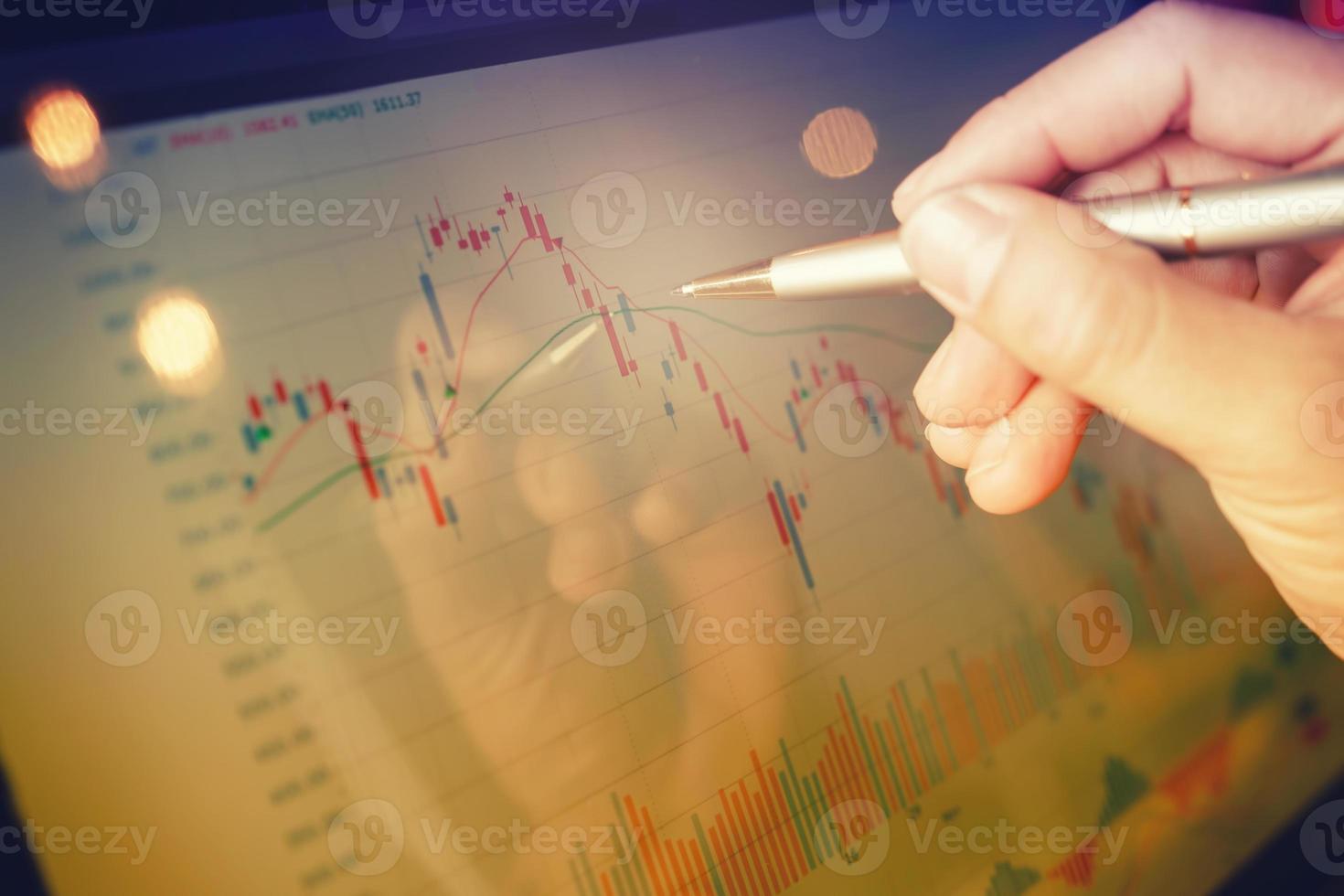 stock market chart on monitor laptop computer. photo