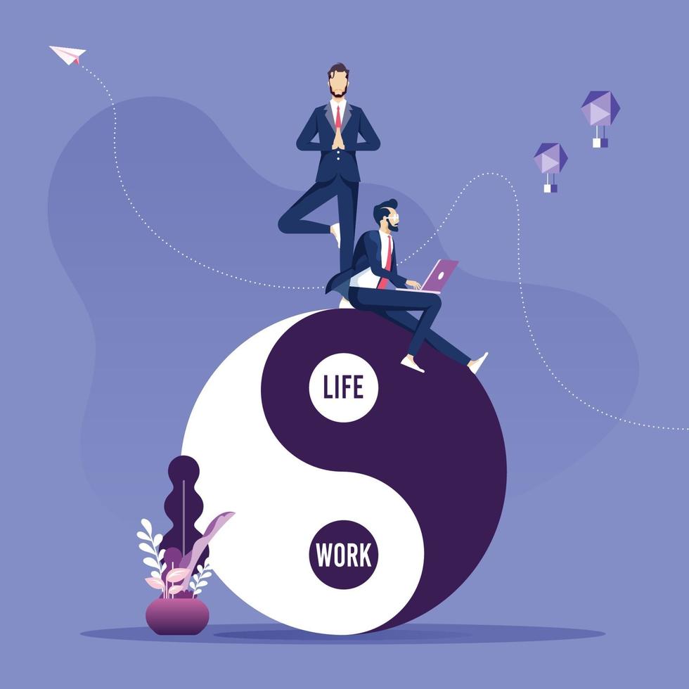 concepto sobre el equilibrio entre el trabajo y la vida. vector