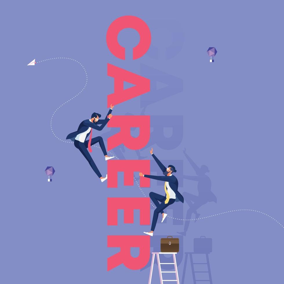 Competitive business people climbing word career. Business competition concept vector