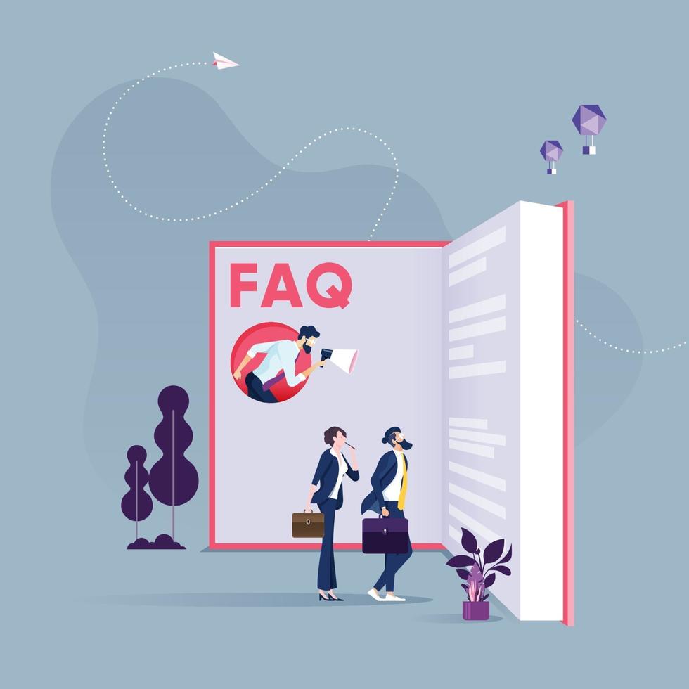 faq o concepto de preguntas y respuestas. información y soporte de ayuda al cliente vector
