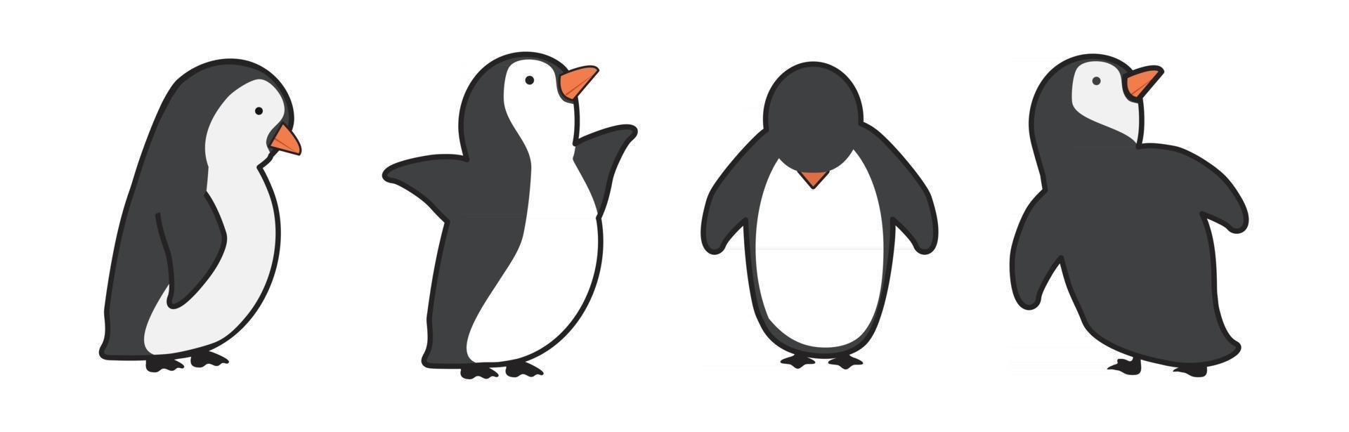 Personajes de dibujos animados de pingüinos en diferentes poses vector