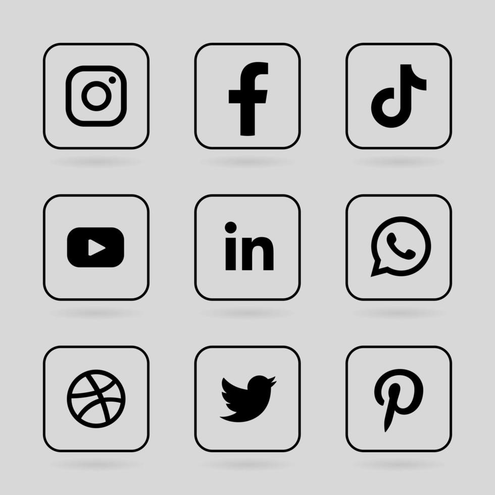 monochrome social media logo in lined square frame vector