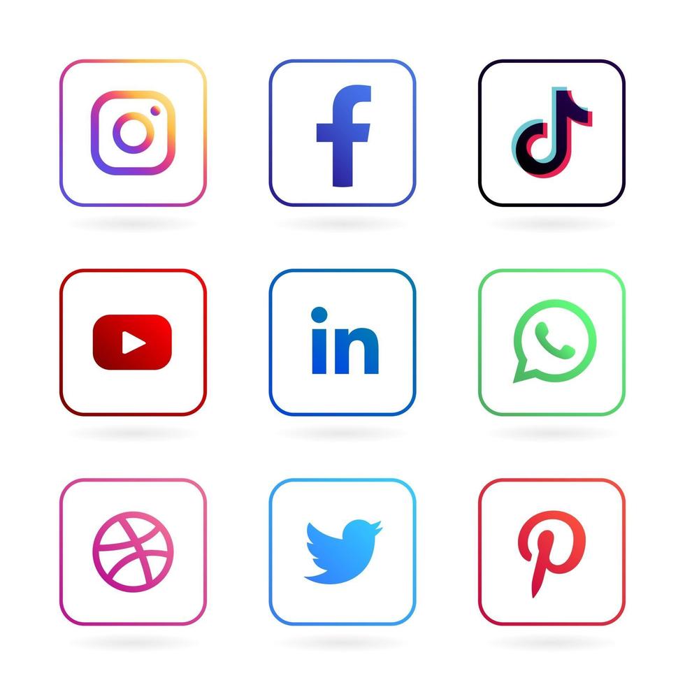 social media logo in lined square frame vector