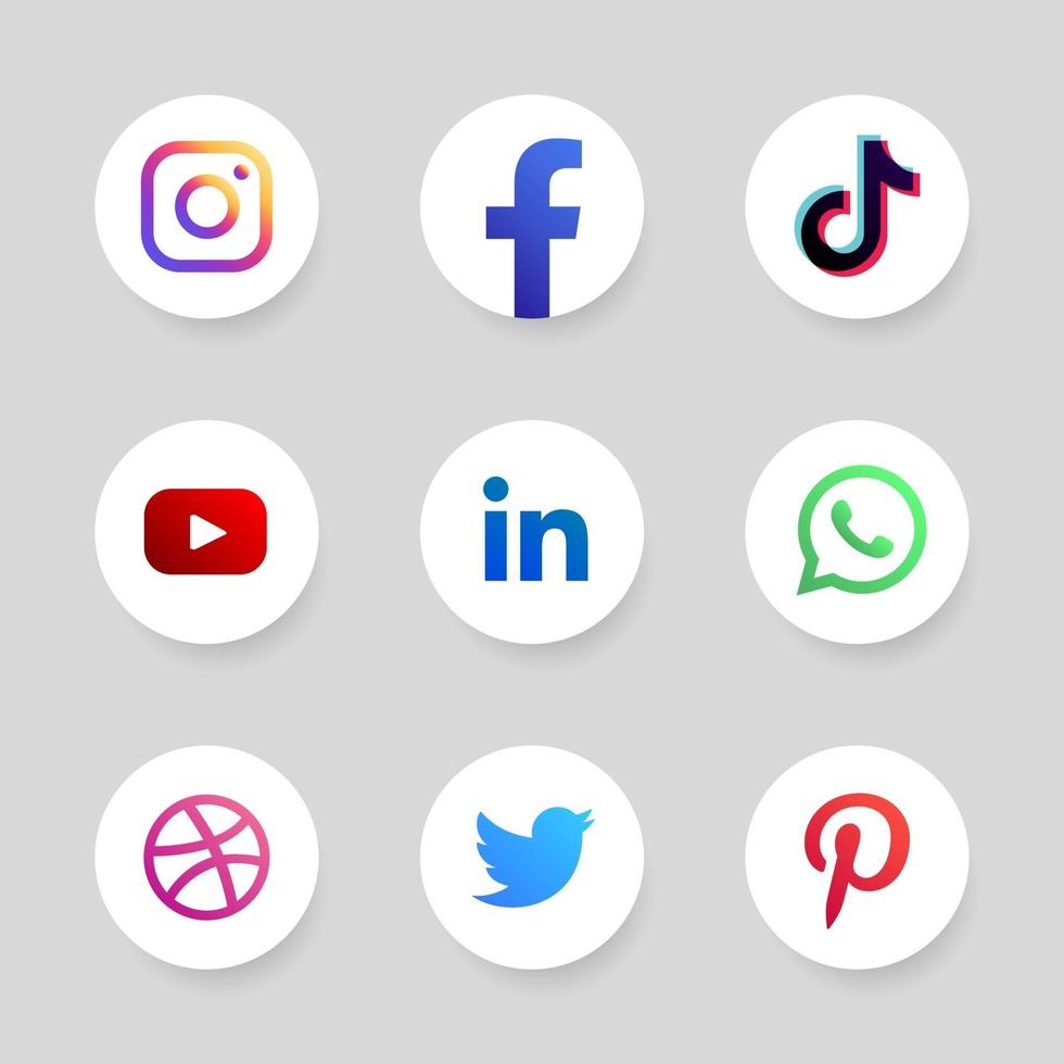 logotipos de redes sociales en el marco del círculo. vector