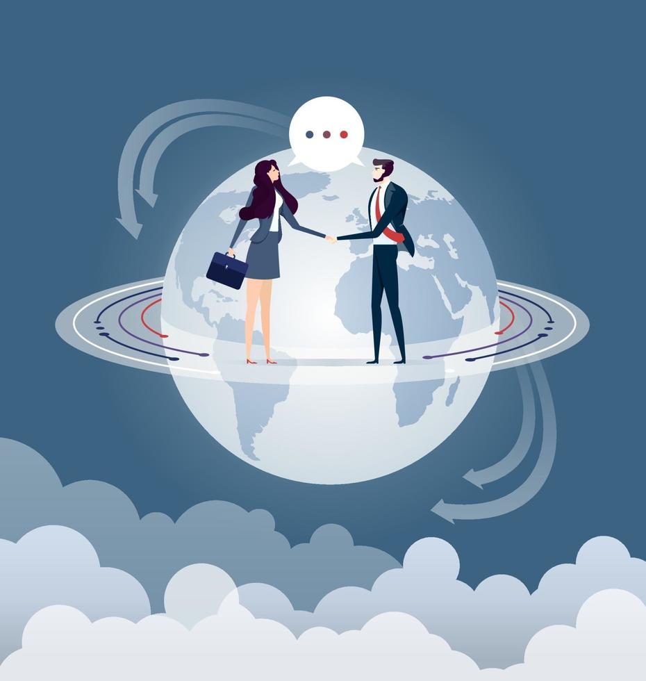 Global cooperation. Businesspersons shaking hands vector