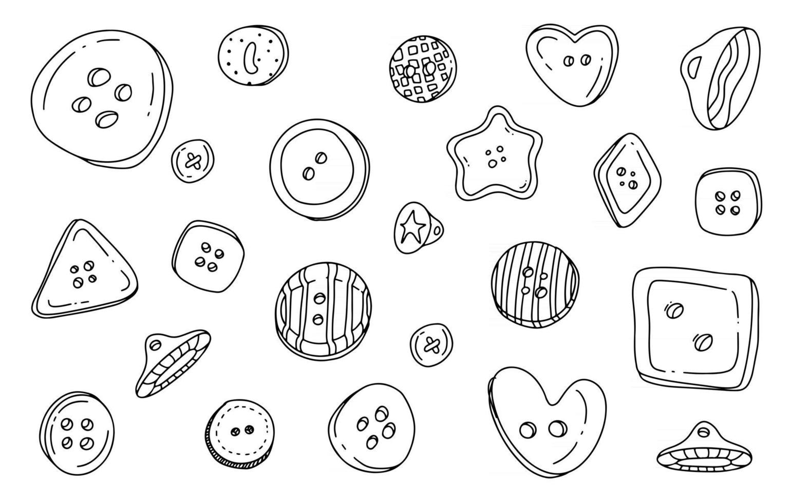 Button clothes doodle set vector
