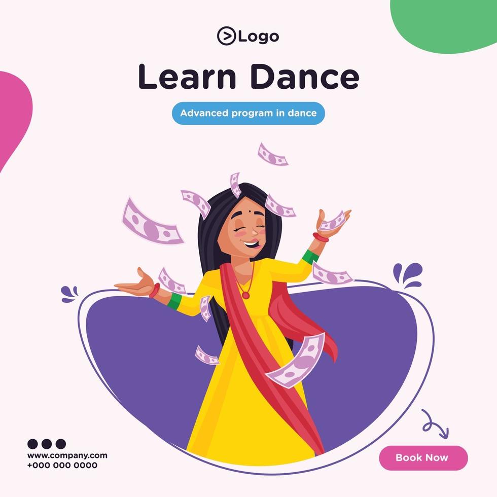 Banner design of learn dance cartoon style illustration vector