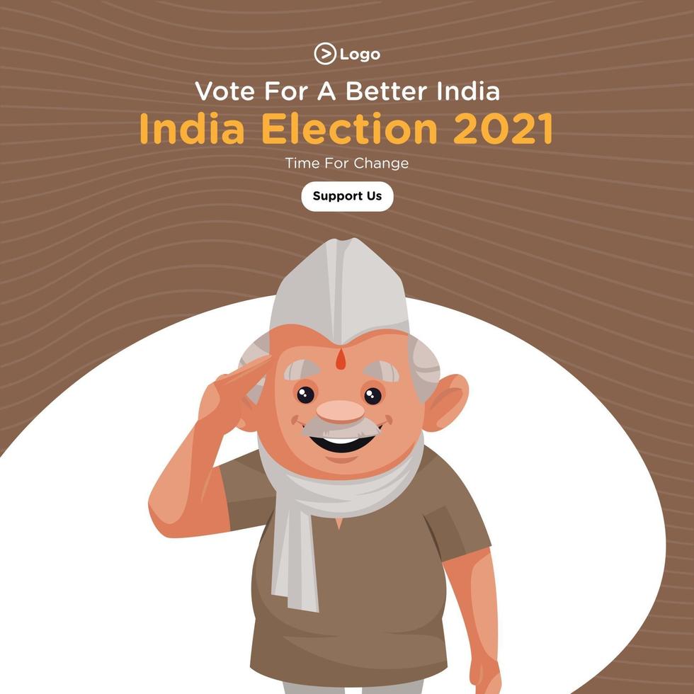 diseño de banner de voto por una mejor elección en india 2021 vector