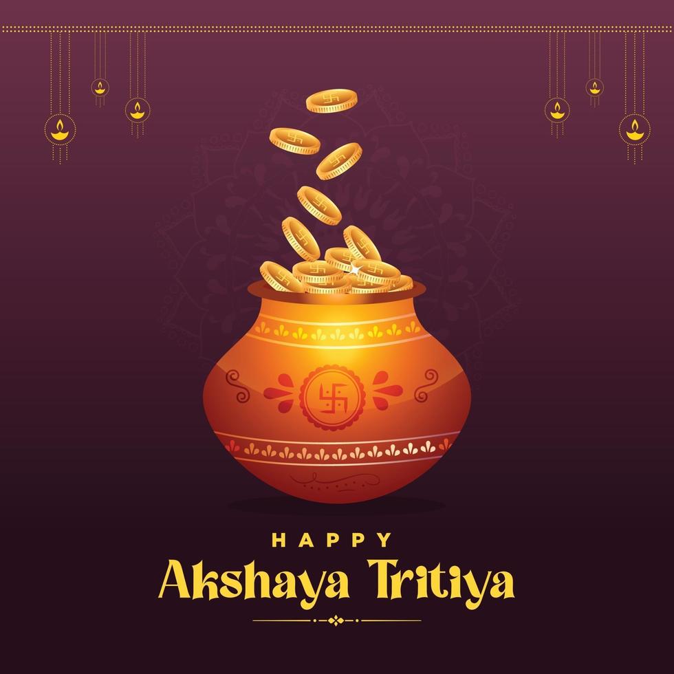 diseño de banner de saludo del festival akshaya tritiya vector