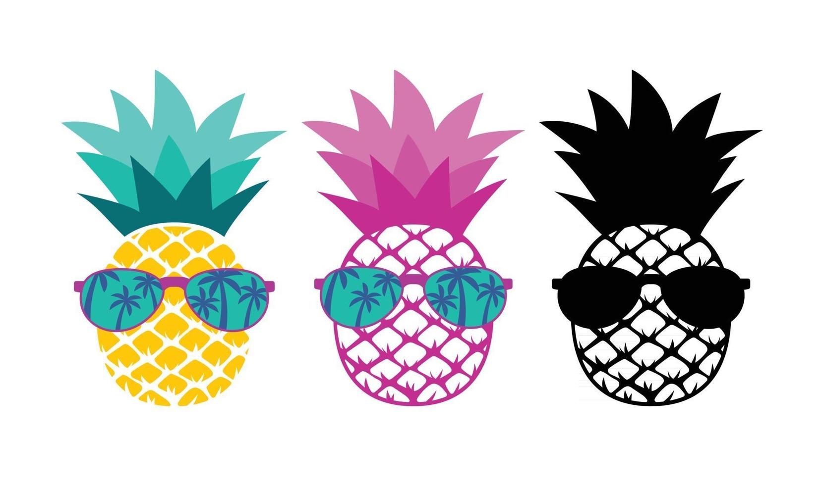 Pineapple with sunglasses Summer vacation concept vector