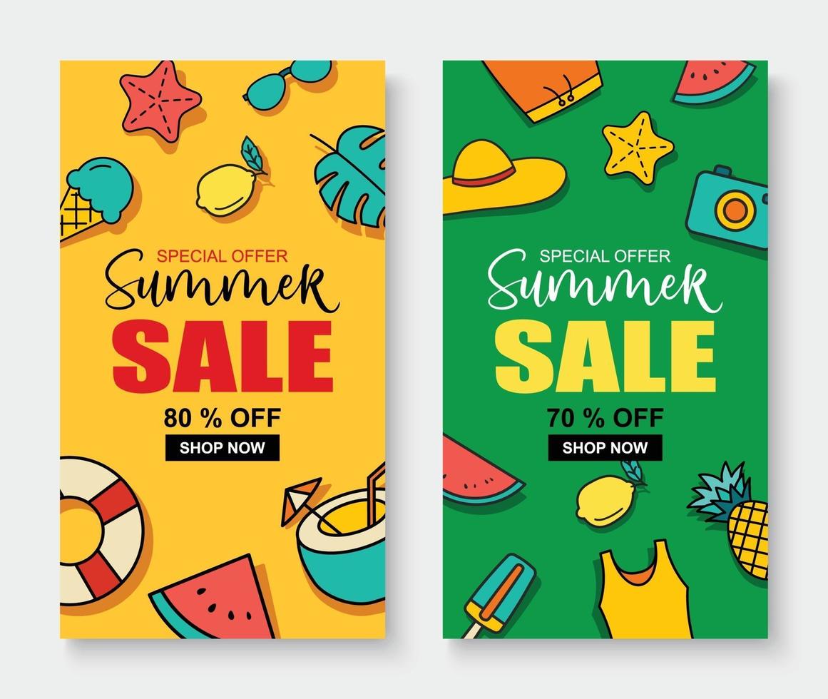 Summer sale banner cover template background Summer discount special offer cute design vector