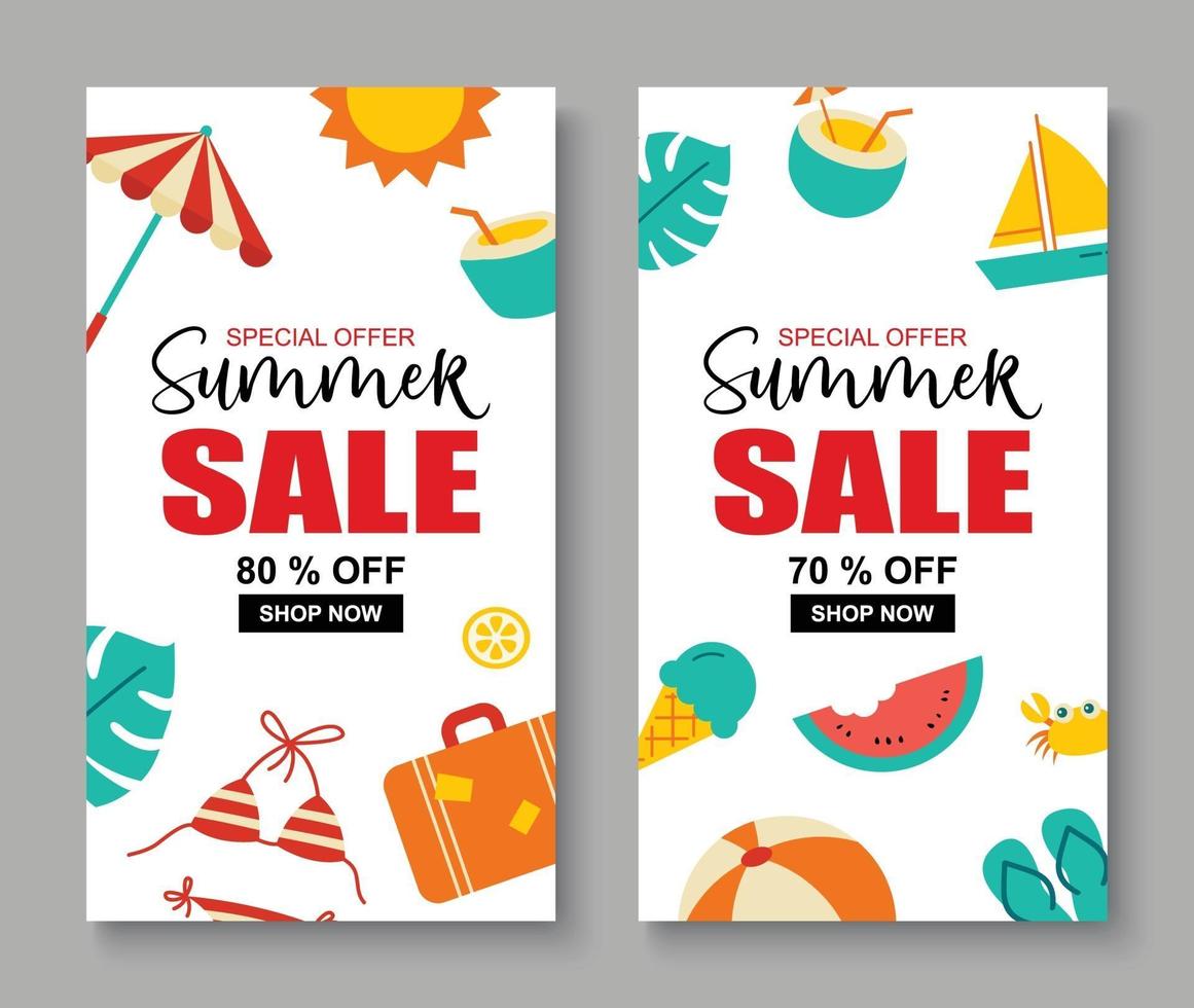 Summer sale banner cover template background Summer discount special offer cute design vector