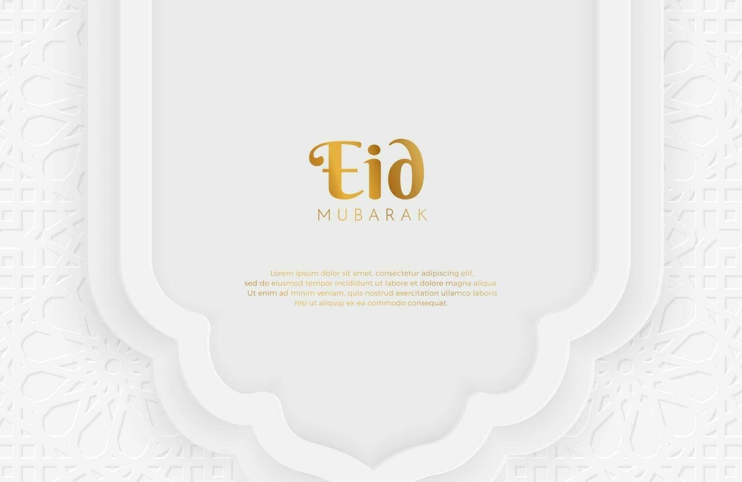 Eid mubarak background with white paper cut geometric shape Vector illustration for Islamic holy month celebrations