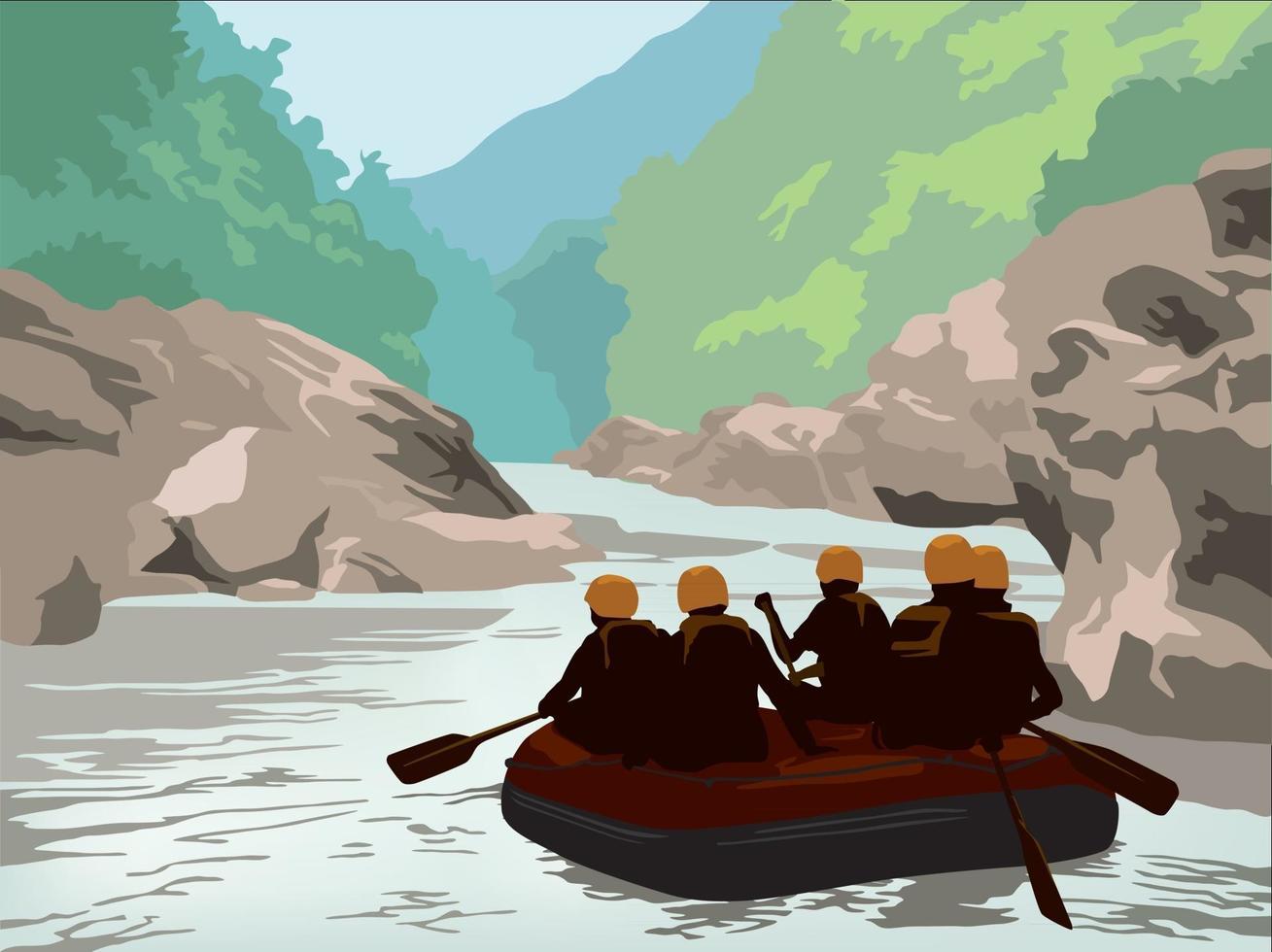 Aventura de rafting en vector gráfico de ilustración