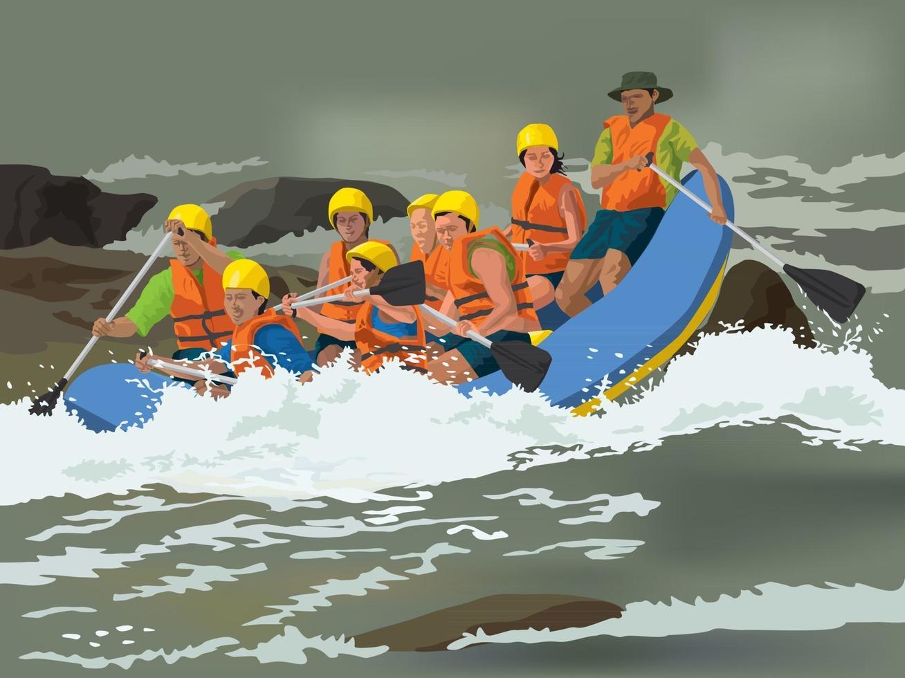 Aventura de rafting en vector gráfico de ilustración